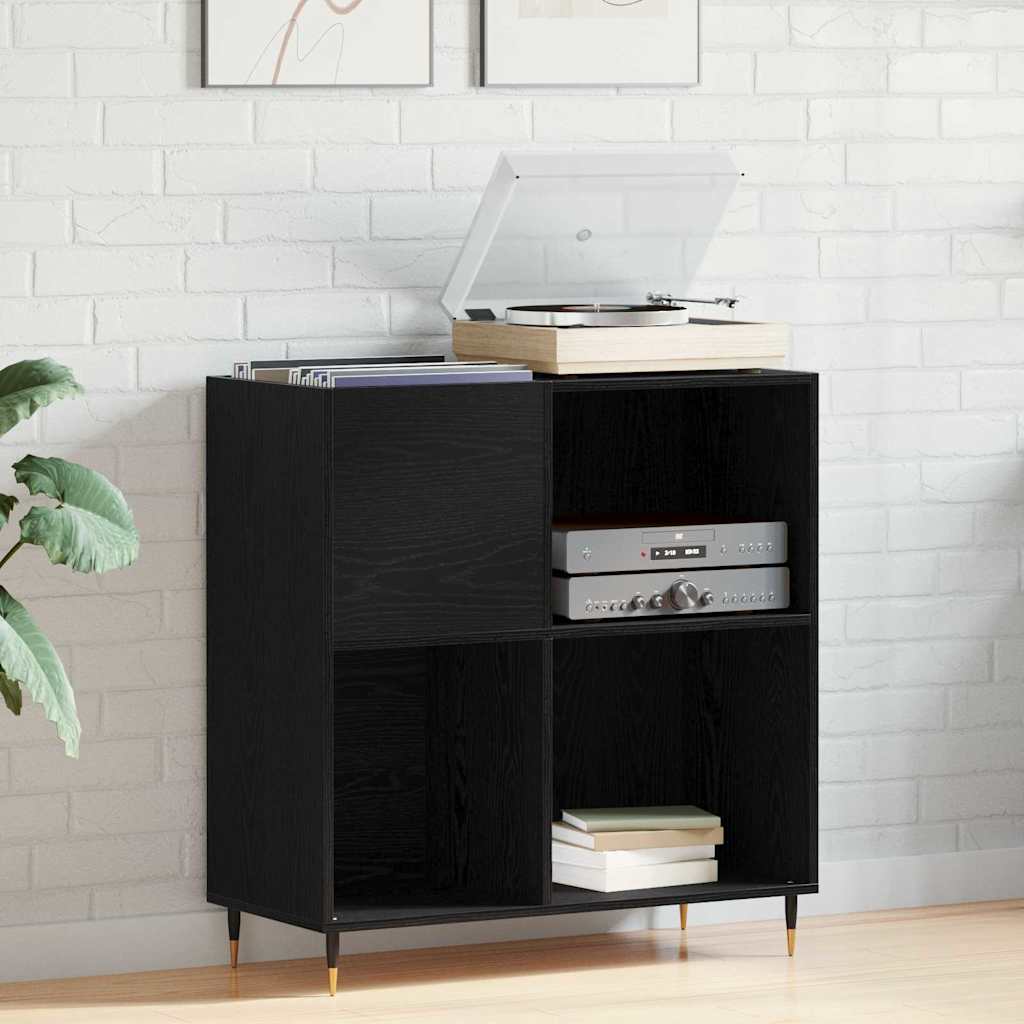 vidaXL Szafka na płyty winylowe z półką Czarny Dąb 85 x 38 x 89 cm