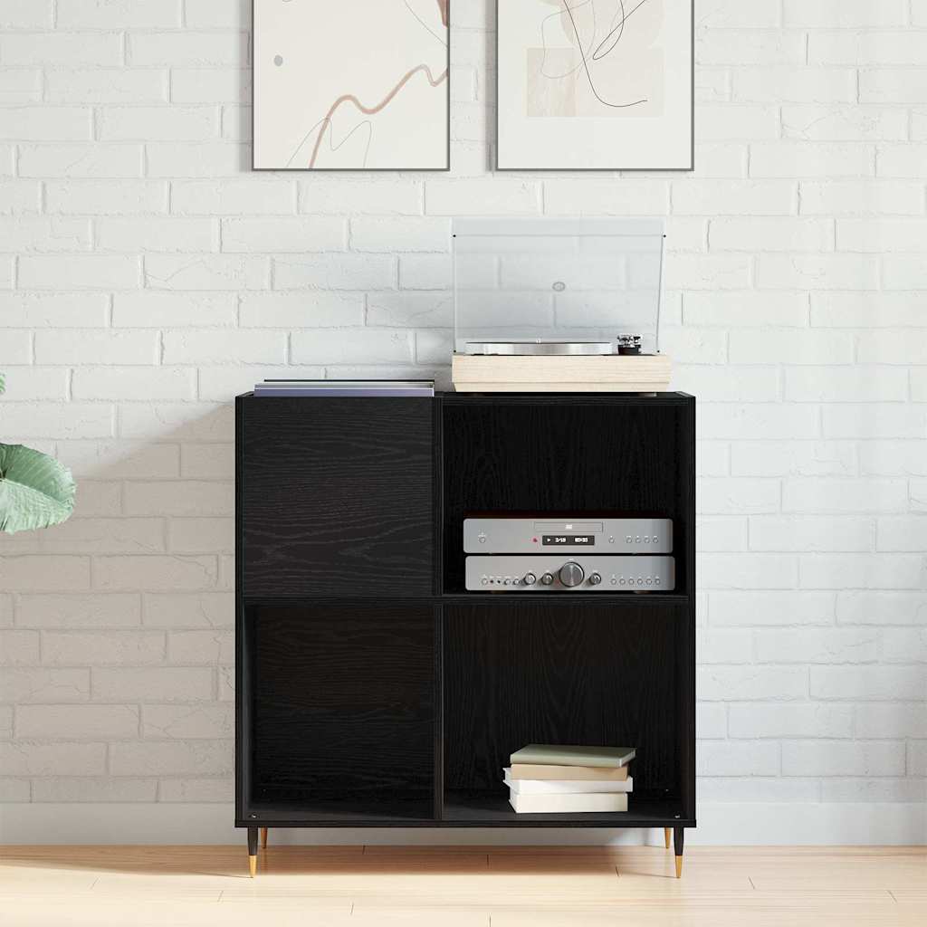 vidaXL Szafka na płyty winylowe z półką Czarny Dąb 85 x 38 x 89 cm