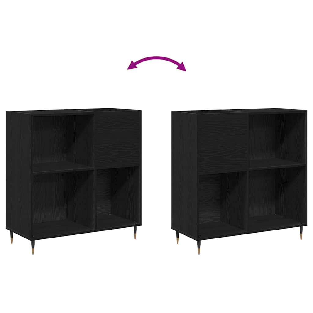 vidaXL Szafka na płyty winylowe z półką Czarny Dąb 85 x 38 x 89 cm