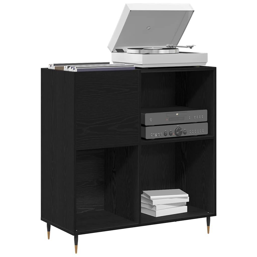 vidaXL Szafka na płyty winylowe z półką Czarny Dąb 85 x 38 x 89 cm