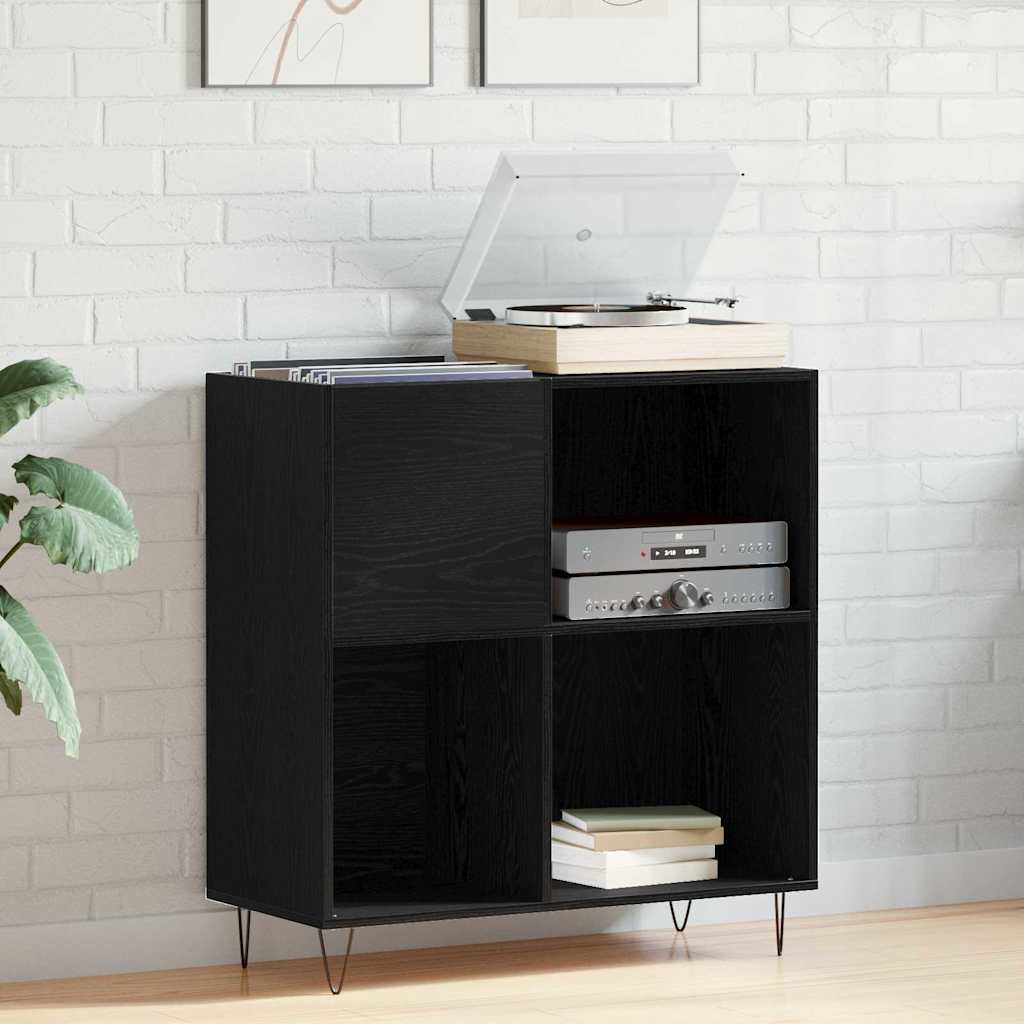 vidaXL Szafka na płyty winylowe z półką Czarny Dąb 85 x 38 x 89 cm