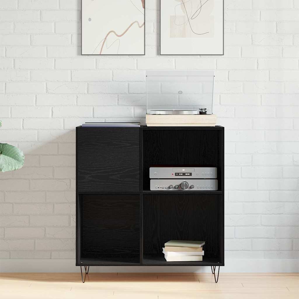 vidaXL Szafka na płyty winylowe z półką Czarny Dąb 85 x 38 x 89 cm