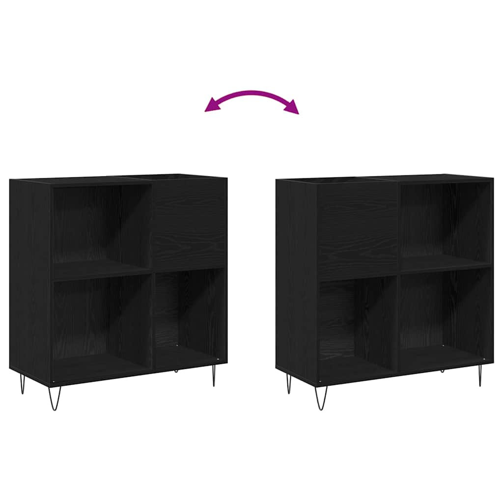 vidaXL Szafka na płyty winylowe z półką Czarny Dąb 85 x 38 x 89 cm