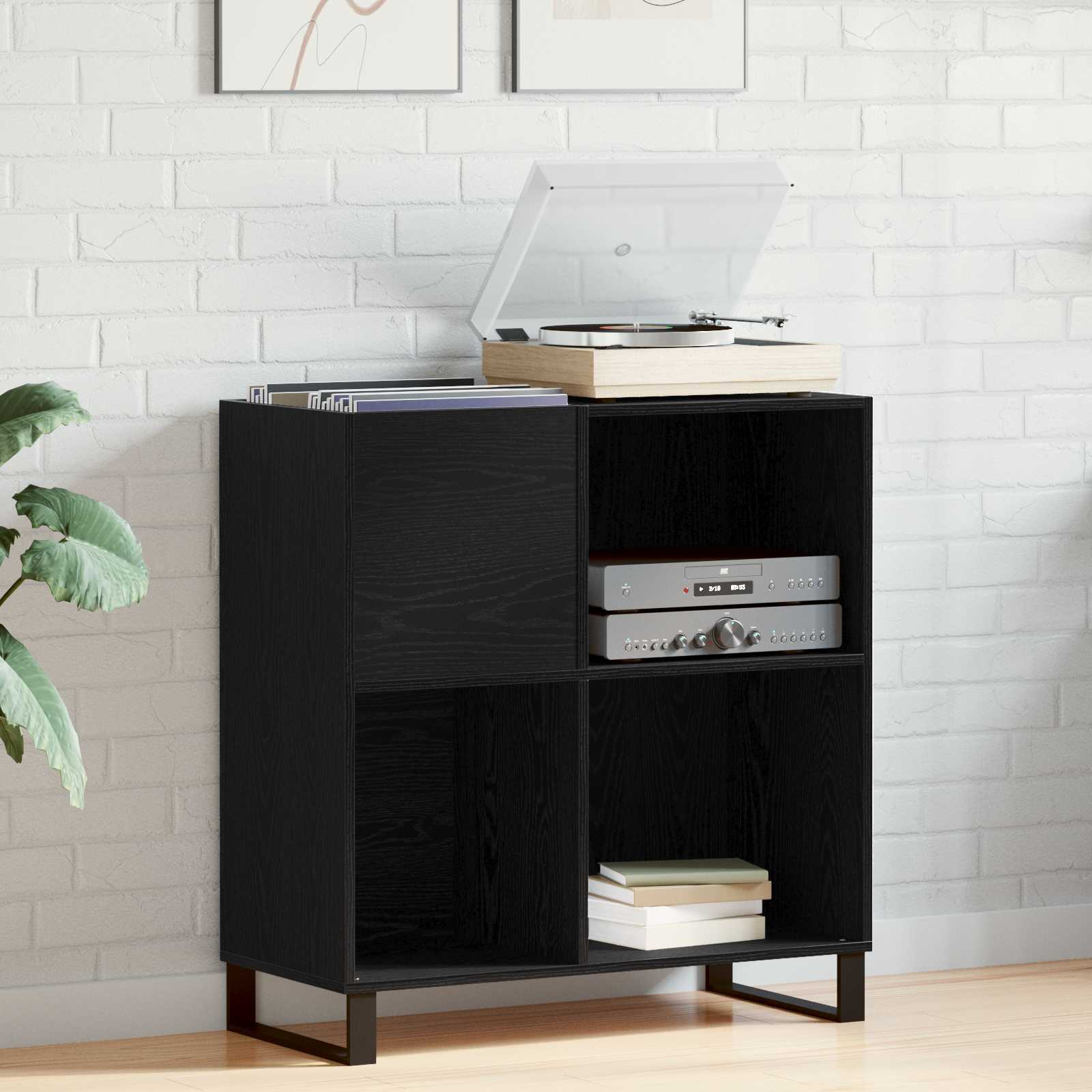 vidaXL Szafka na płyty winylowe z półką Czarny Dąb 85 x 38 x 89 cm