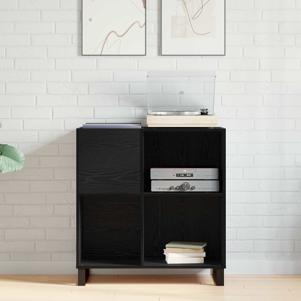 vidaXL Szafka na płyty winylowe z półką Czarny Dąb 85 x 38 x 89 cm