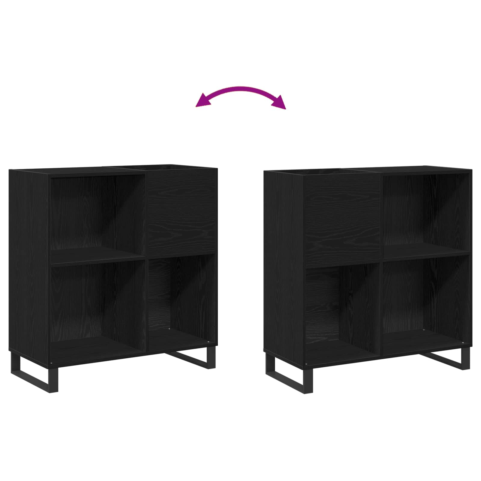 vidaXL Szafka na płyty winylowe z półką Czarny Dąb 85 x 38 x 89 cm