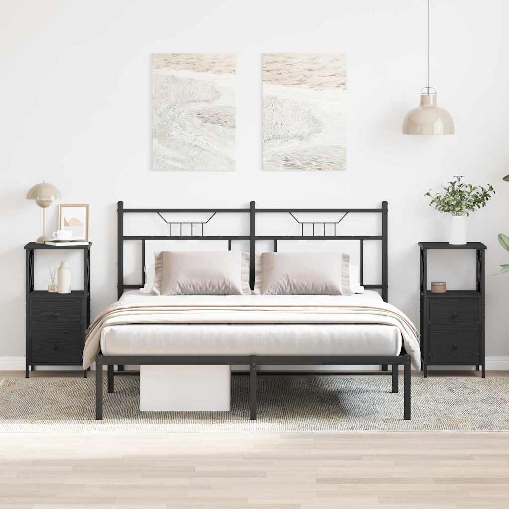 vidaXL Szafka Nocna z szufladą 2 pcs Czarny Dąb 34 x 35,5 x 70 cm