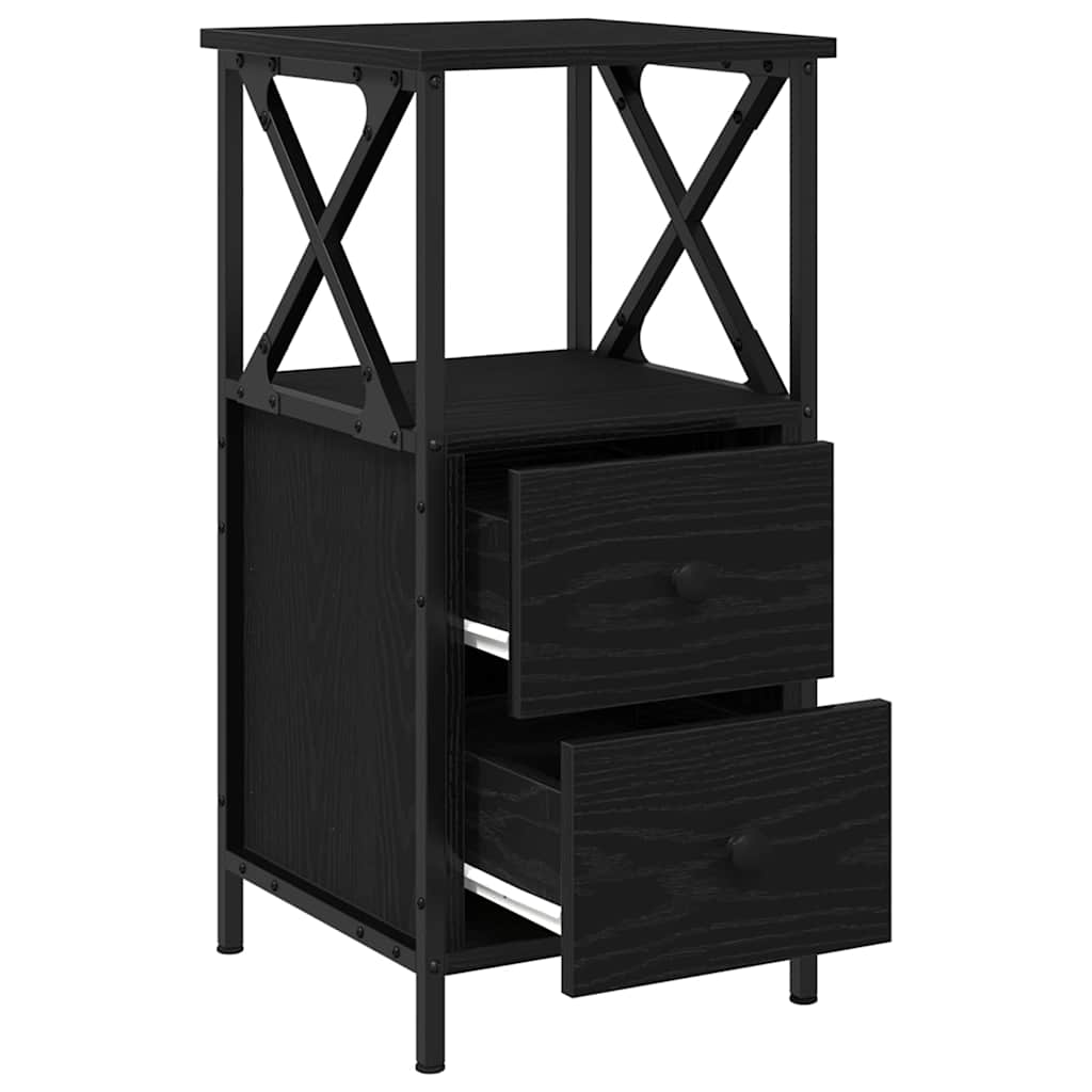 vidaXL Szafka Nocna z szufladą 2 pcs Czarny Dąb 34 x 35,5 x 70 cm