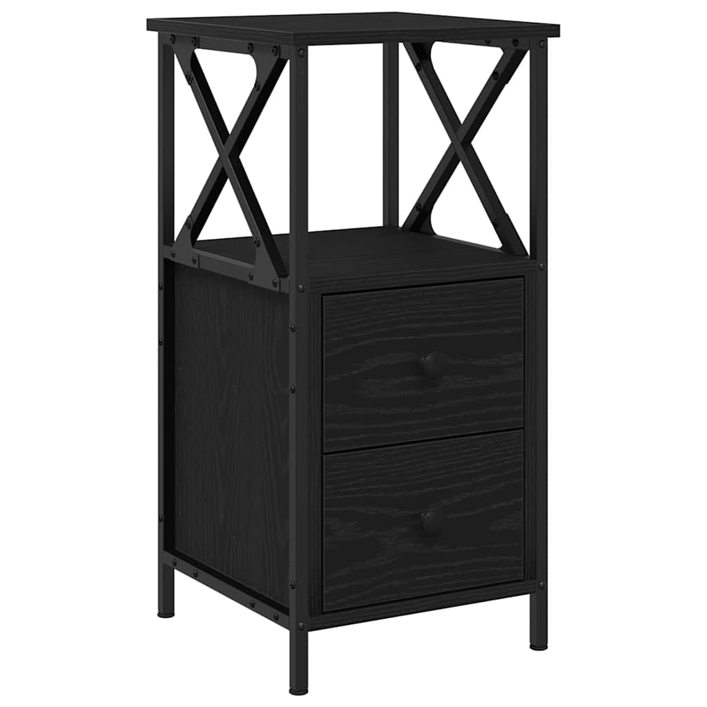 vidaXL Szafka Nocna z szufladą 2 pcs Czarny Dąb 34 x 35,5 x 70 cm