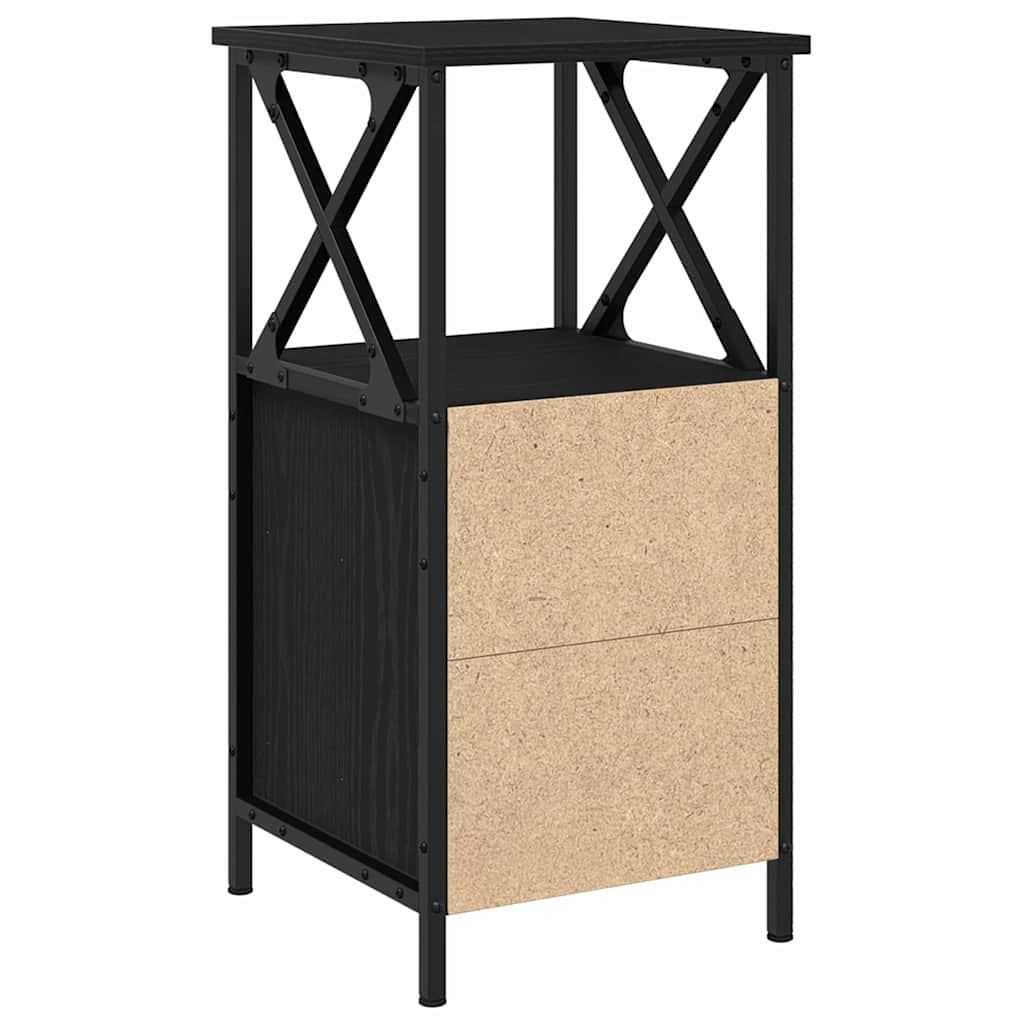 vidaXL Szafka Nocna z szufladą 2 pcs Czarny Dąb 34 x 35,5 x 70 cm