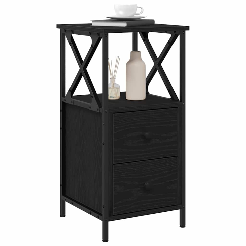 vidaXL Szafka Nocna z szufladą 2 pcs Czarny Dąb 34 x 35,5 x 70 cm