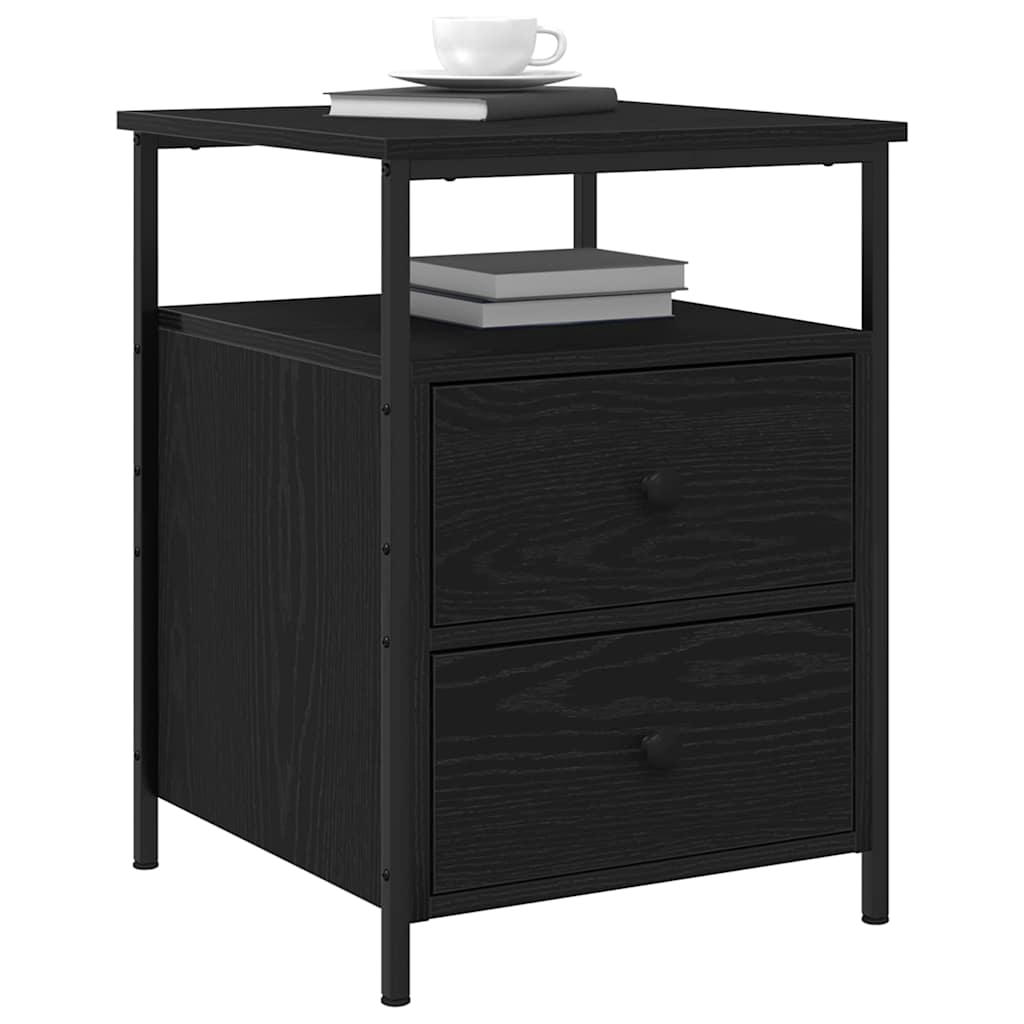 vidaXL Szafka Nocna z szufladą Czarny Dąb 34 x 35,5 x 50 cm