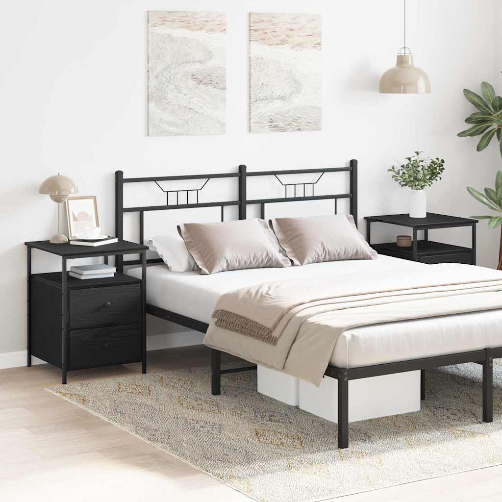 vidaXL Szafka Nocna z szufladą 2 pcs Czarny Dąb 34 x 35,5 x 50 cm