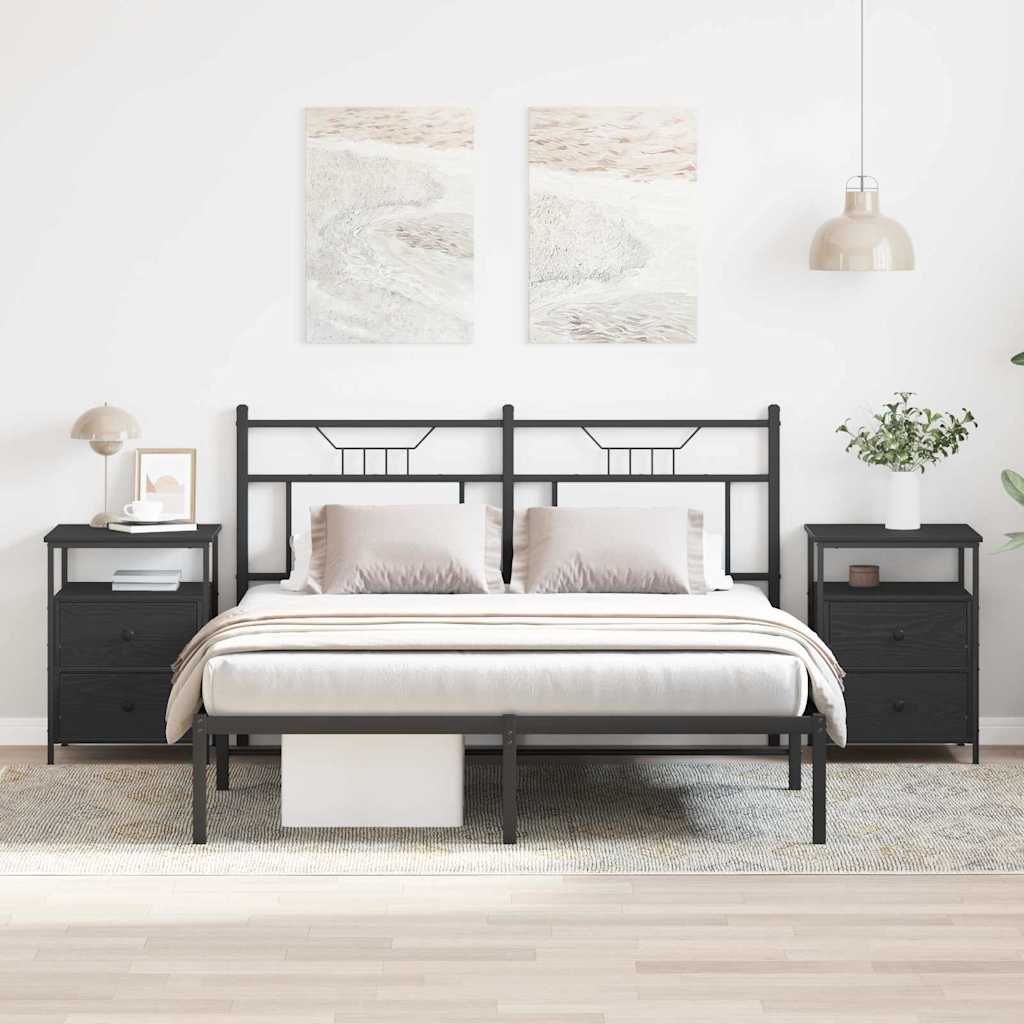 vidaXL Szafka Nocna z szufladą 2 pcs Czarny Dąb 34 x 35,5 x 50 cm