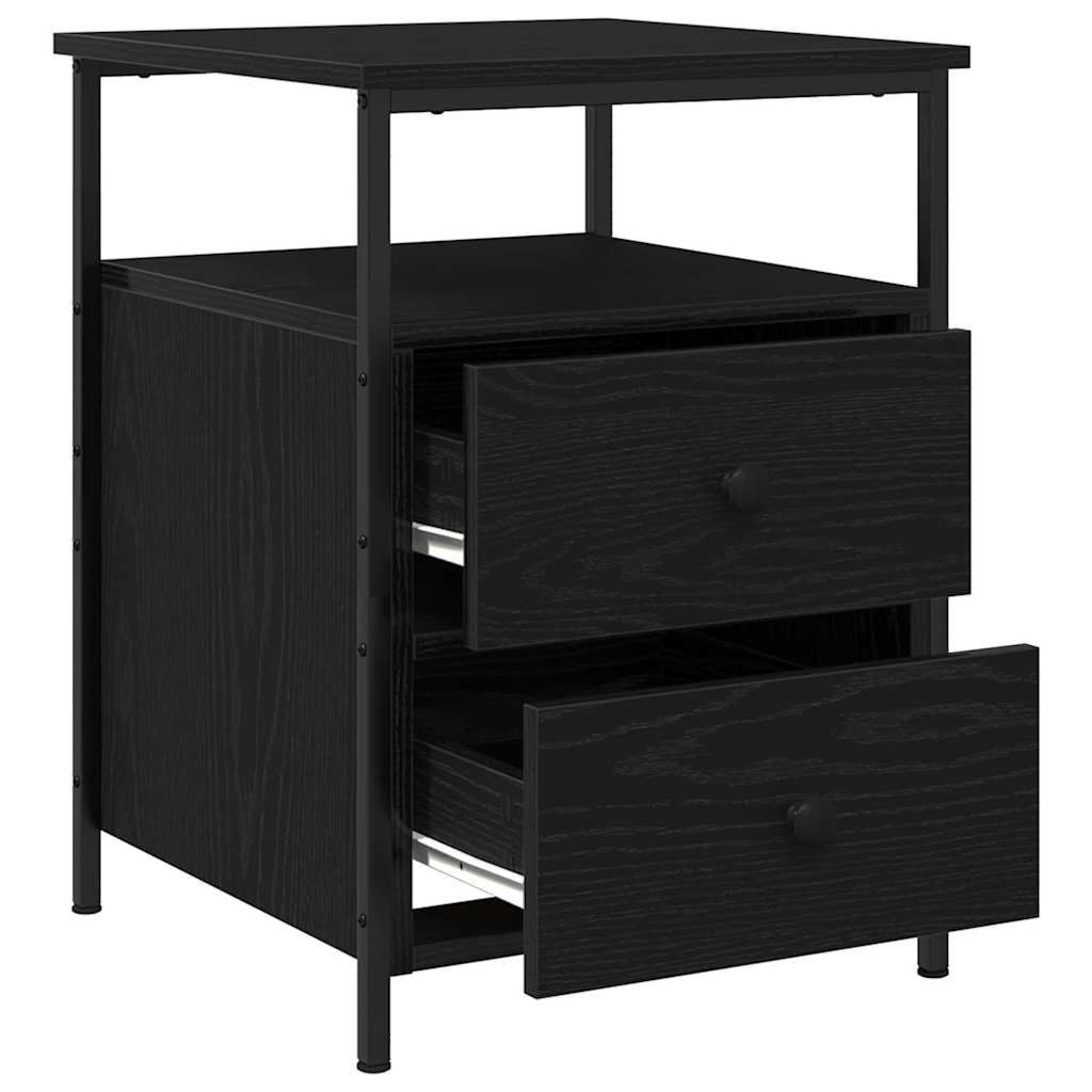 vidaXL Szafka Nocna z szufladą 2 pcs Czarny Dąb 34 x 35,5 x 50 cm