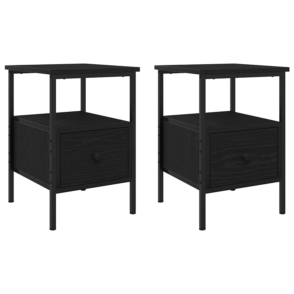 vidaXL Szafka Nocna z szufladą 2 pcs Czarny Dąb 34 x 36 x 50 cm