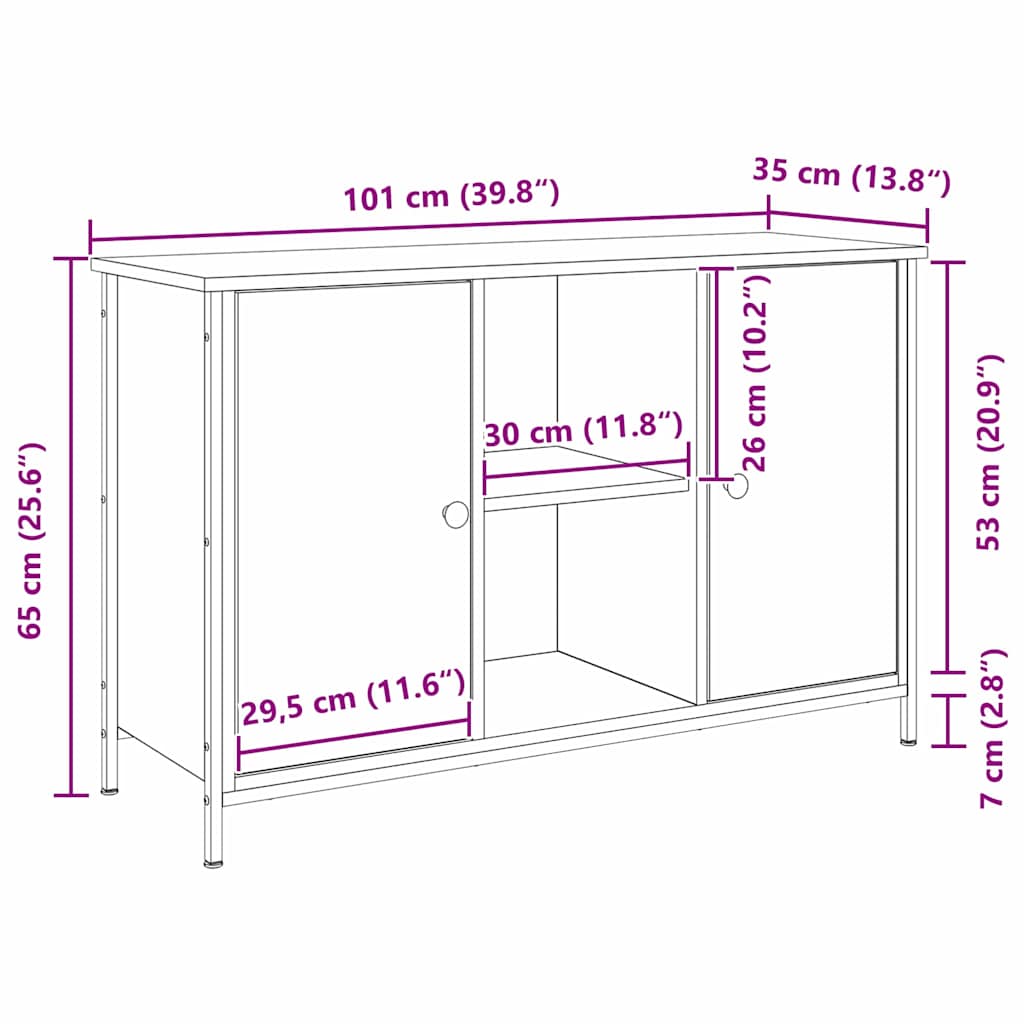 vidaXL Zestaw szafek RTV Dąb rzemieślniczy 101 x 35 x 65 cm