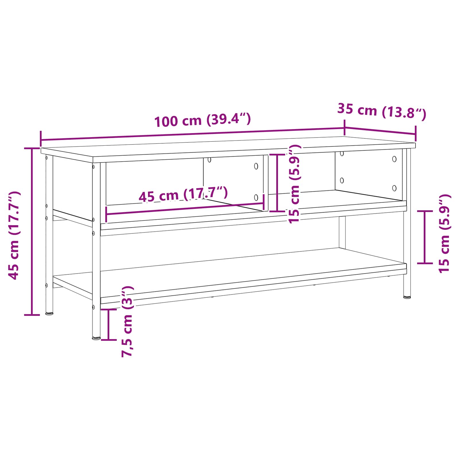 vidaXL Zestaw szafek RTV Czarny Dąb 100 x 35 x 45 cm