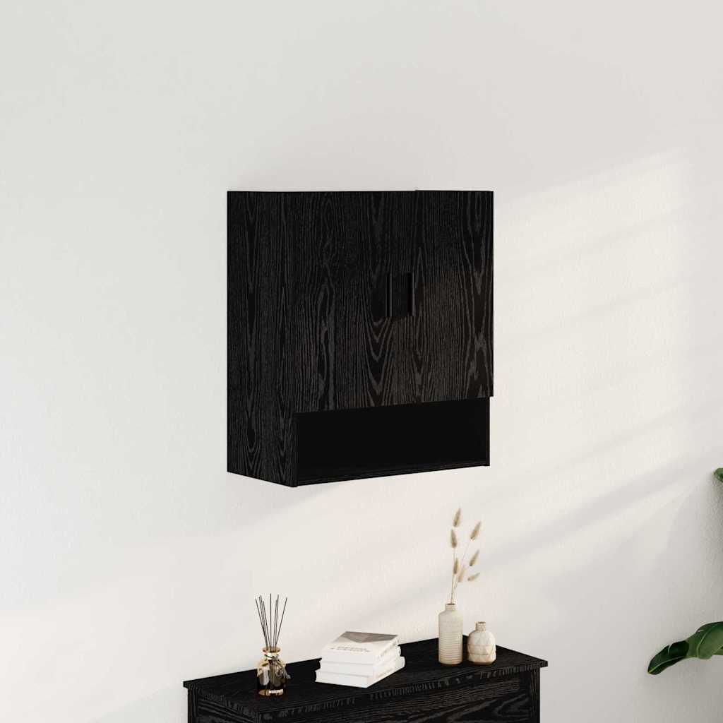 vidaXL Szafka wisząca Montowane na ścianie Czarny Dąb 60 x 31 x 70 cm
