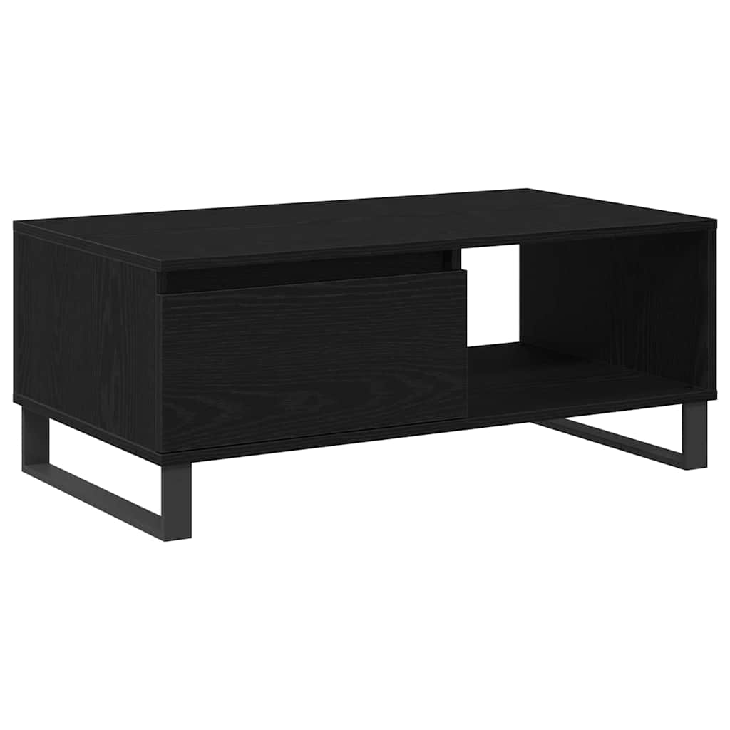 vidaXL Stolik kawowy z szufladą Czarny Dąb 90 x 50 x 36,5 cm
