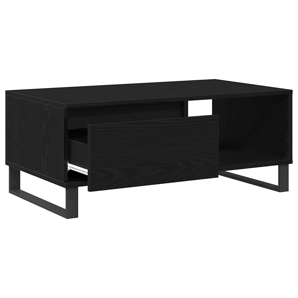 vidaXL Stolik kawowy z szufladą Czarny Dąb 90 x 50 x 36,5 cm