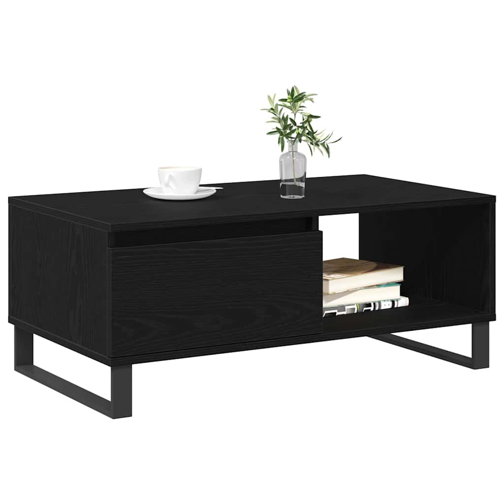 vidaXL Stolik kawowy z szufladą Czarny Dąb 90 x 50 x 36,5 cm