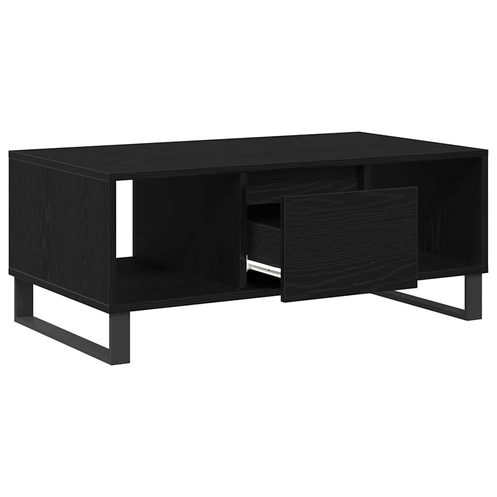 vidaXL Stolik kawowy z szufladą Czarny Dąb 90 x 50 x 36.5 cm