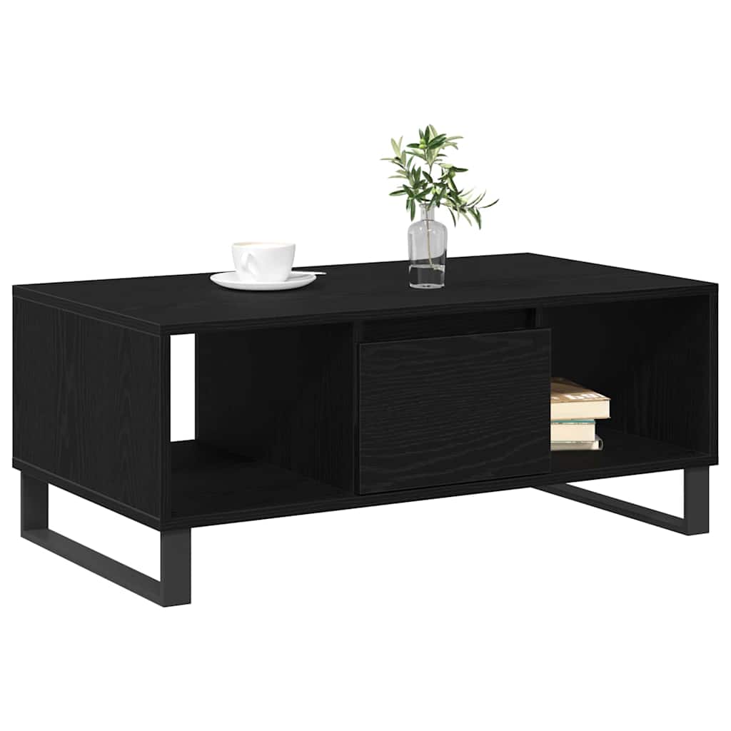 vidaXL Stolik kawowy z szufladą Czarny Dąb 90 x 50 x 36.5 cm