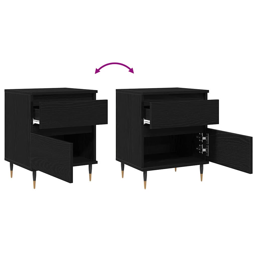 vidaXL Szafka Nocna Czarny Dąb 40 x 35 x 50 cm Materiał drewnopochodny