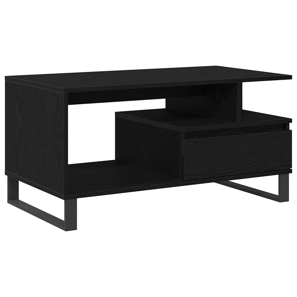 vidaXL Stolik kawowy z szufladą Czarny Dąb 90 x 49 x 45 cm
