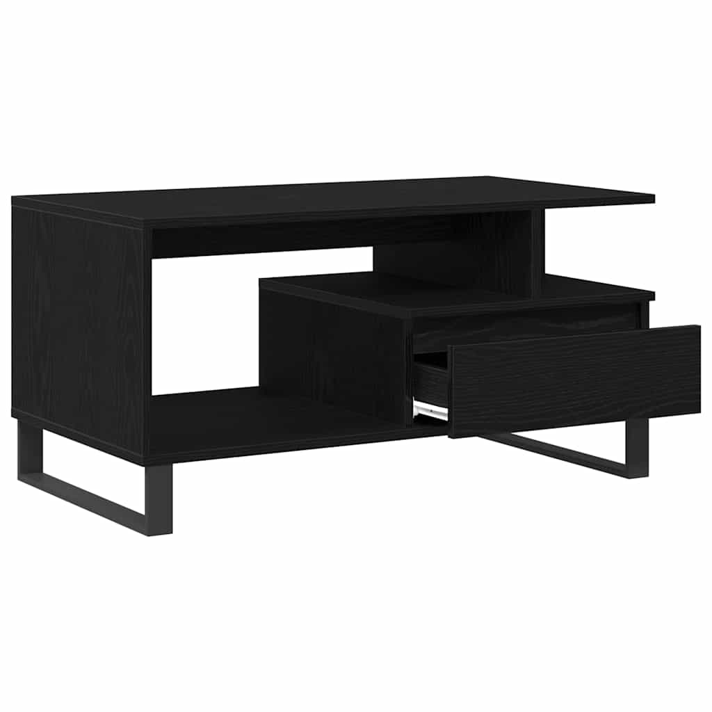 vidaXL Stolik kawowy z szufladą Czarny Dąb 90 x 49 x 45 cm