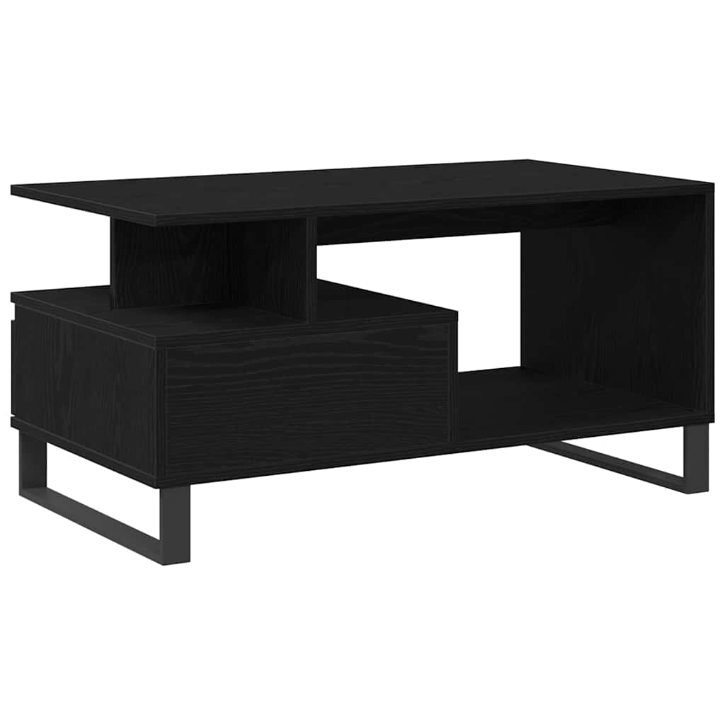 vidaXL Stolik kawowy z szufladą Czarny Dąb 90 x 49 x 45 cm