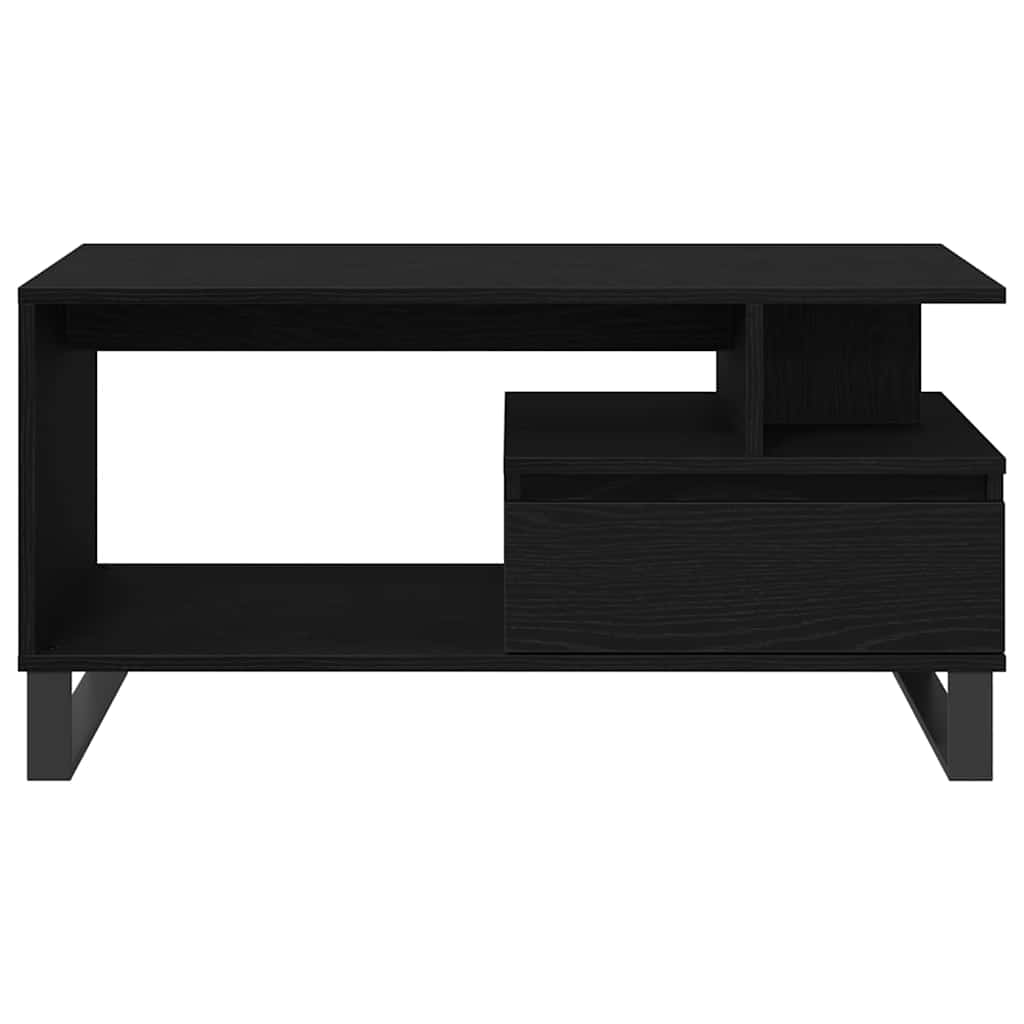vidaXL Stolik kawowy z szufladą Czarny Dąb 90 x 49 x 45 cm