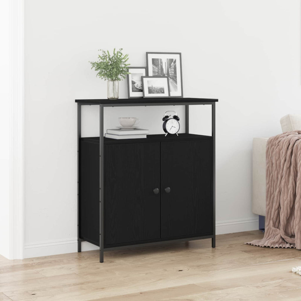 vidaXL Bufet Czarny Dąb 70 x 30 x 80 cm Materiał drewnopochodny