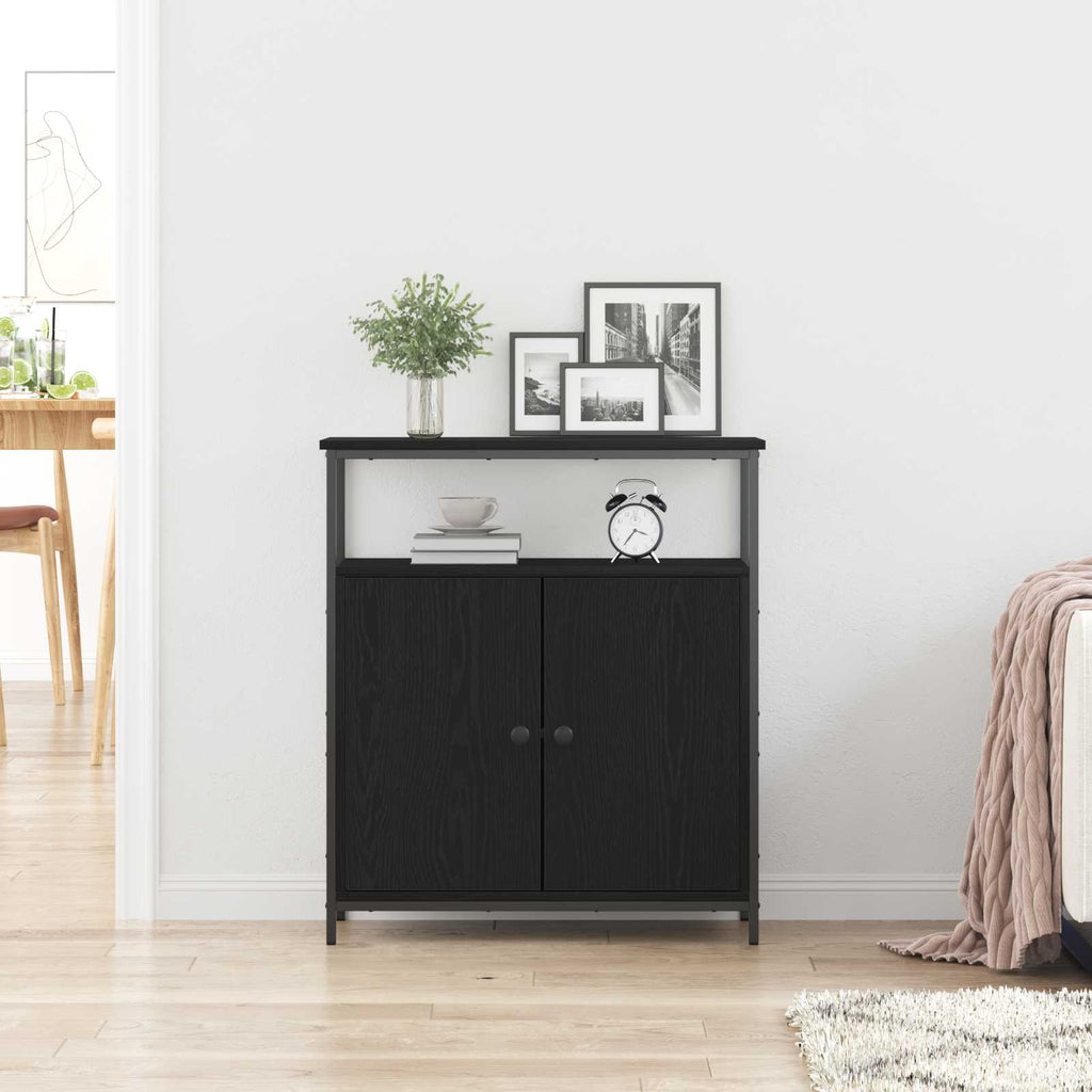 vidaXL Bufet Czarny Dąb 70 x 30 x 80 cm Materiał drewnopochodny