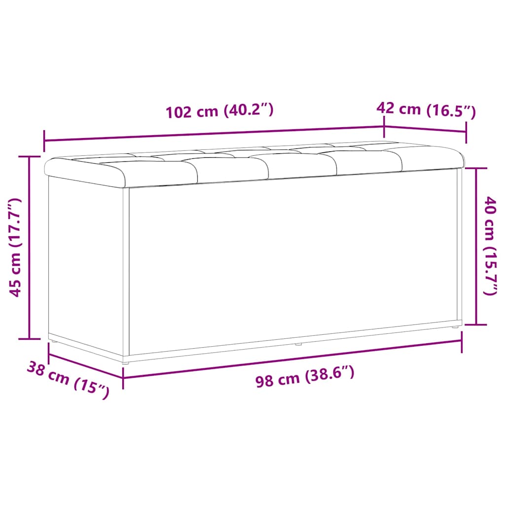 vidaXL Ławka z miejscem do przechowywania Czarny dąb 102 x 42 x 45 cm