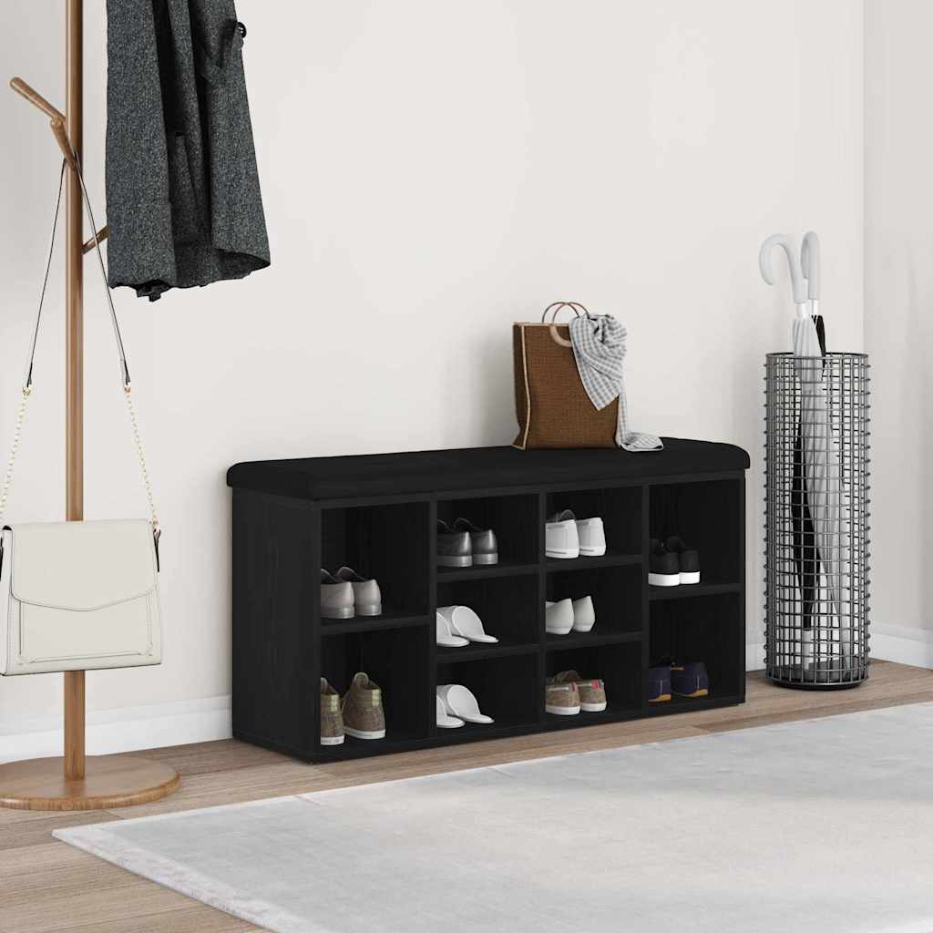 vidaXL Ławka na buty z półką Czarny Dąb 102 x 32 x 50 cm