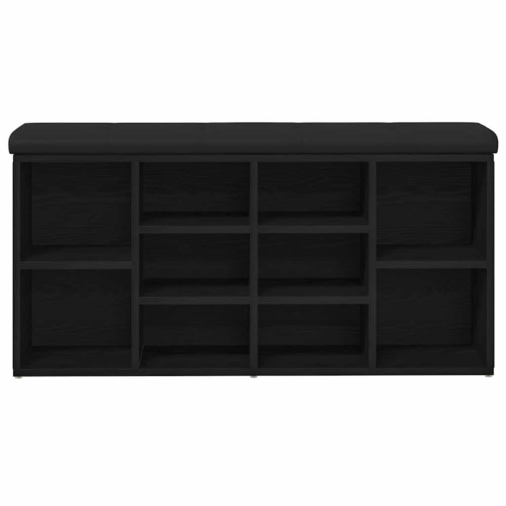 vidaXL Ławka na buty z półką Czarny Dąb 102 x 32 x 50 cm