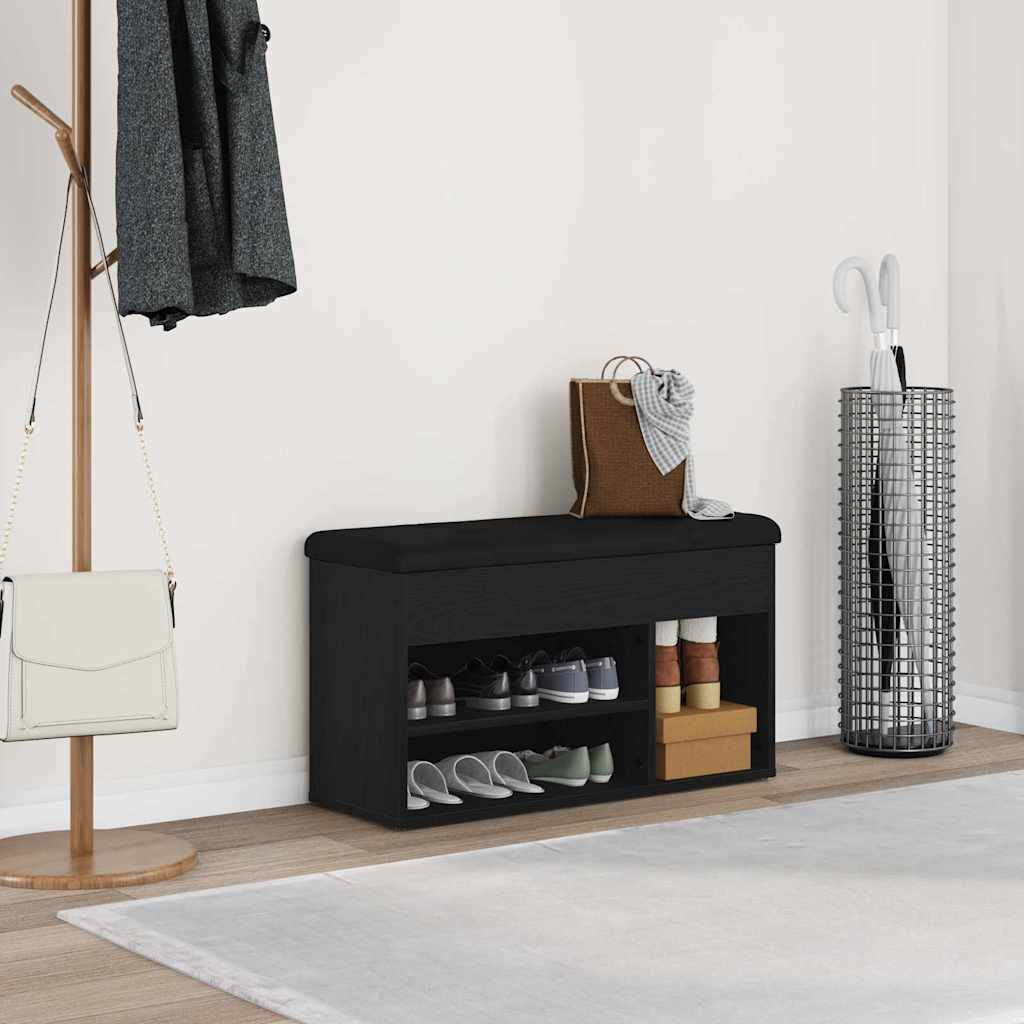 vidaXL Ławka na buty Czarny 80 x 30 x 45 cm Materiał drewnopochodny