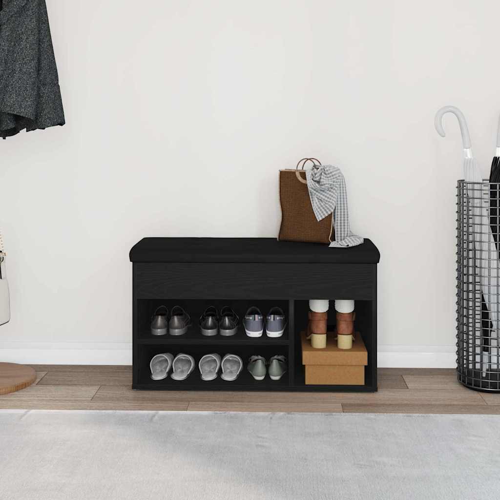 vidaXL Ławka na buty Czarny 80 x 30 x 45 cm Materiał drewnopochodny