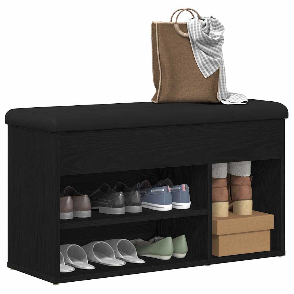 vidaXL Ławka na buty Czarny 80 x 30 x 45 cm Materiał drewnopochodny