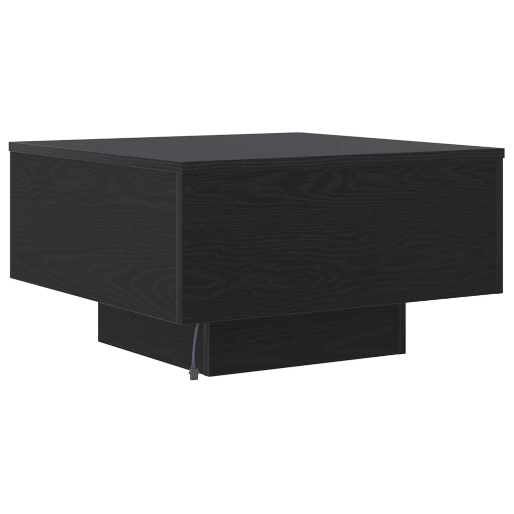 vidaXL Stolik kawowy Ze LED Lights Czarny Dąb 55 x 55 x 31 cm