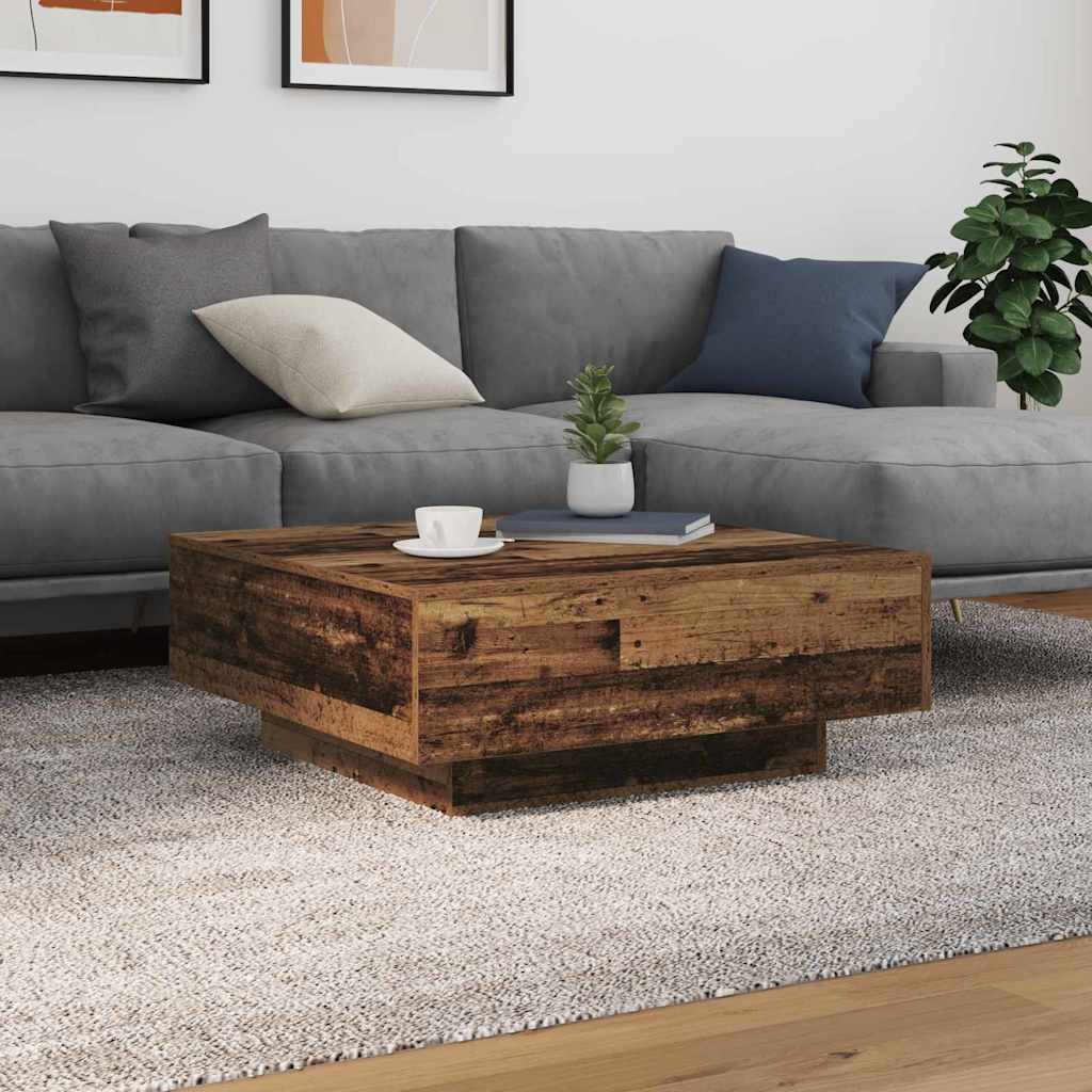 vidaXL Stolik kawowy Stary drewno i niebieski 80 x 80 x 31 cm