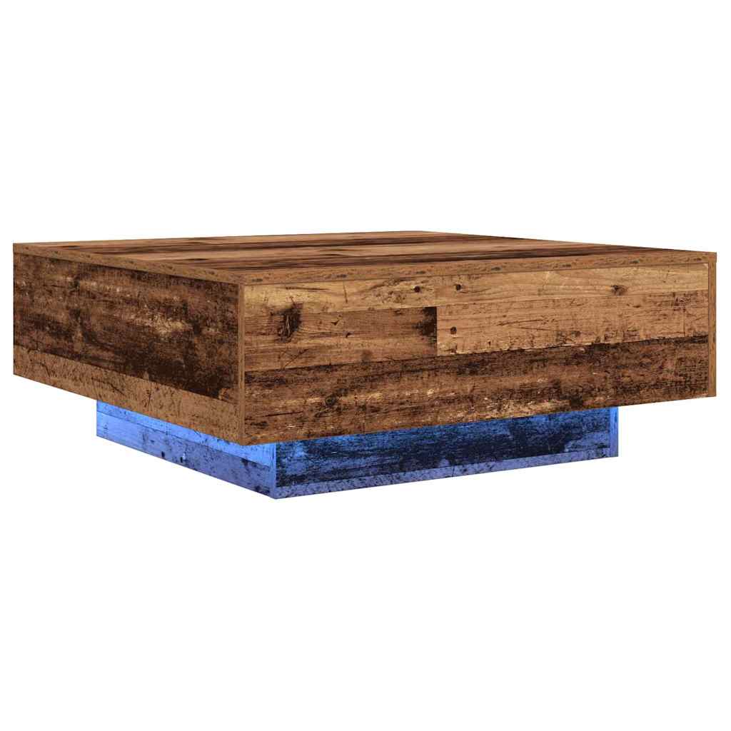 vidaXL Stolik kawowy Stary drewno i niebieski 80 x 80 x 31 cm