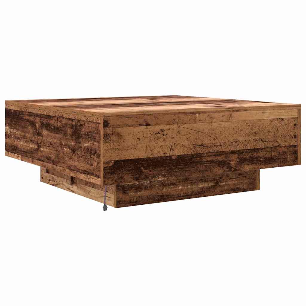 vidaXL Stolik kawowy Stary drewno i niebieski 80 x 80 x 31 cm