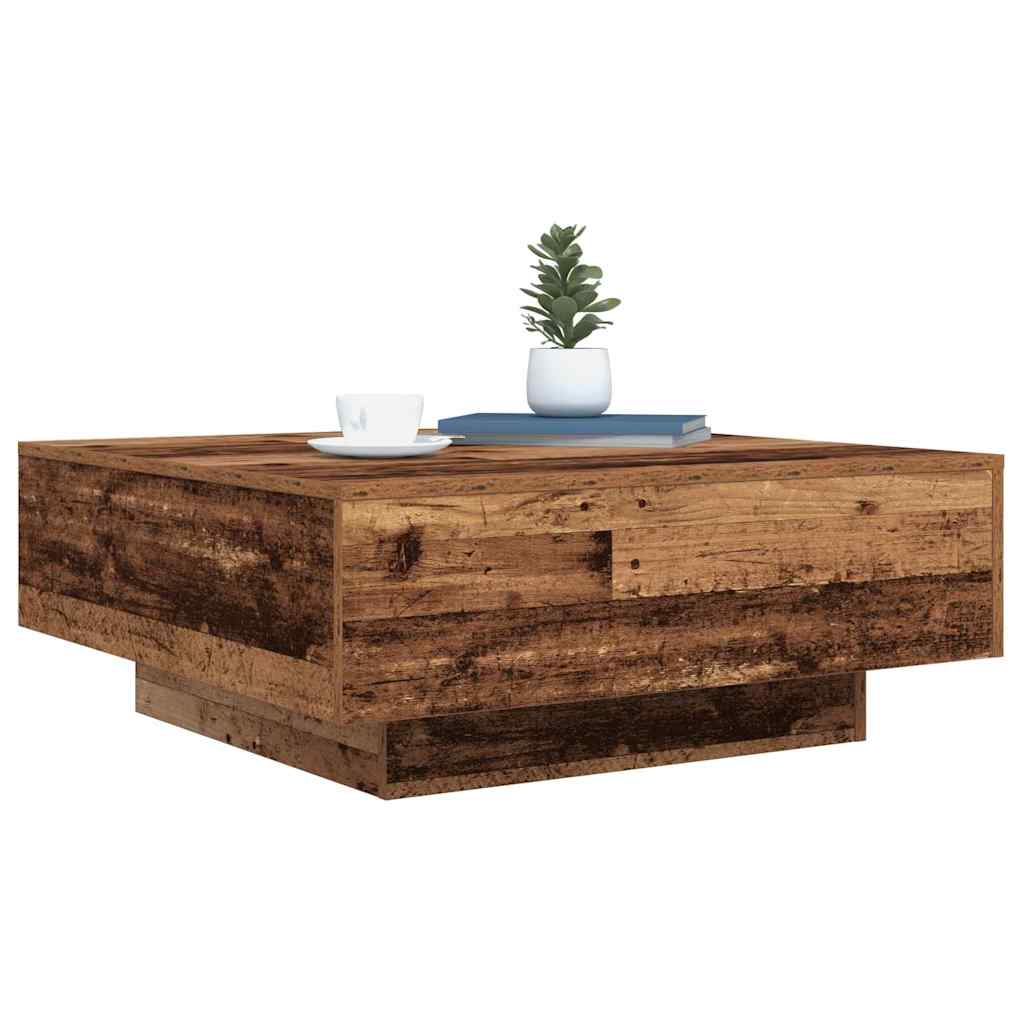 vidaXL Stolik kawowy Stary drewno i niebieski 80 x 80 x 31 cm