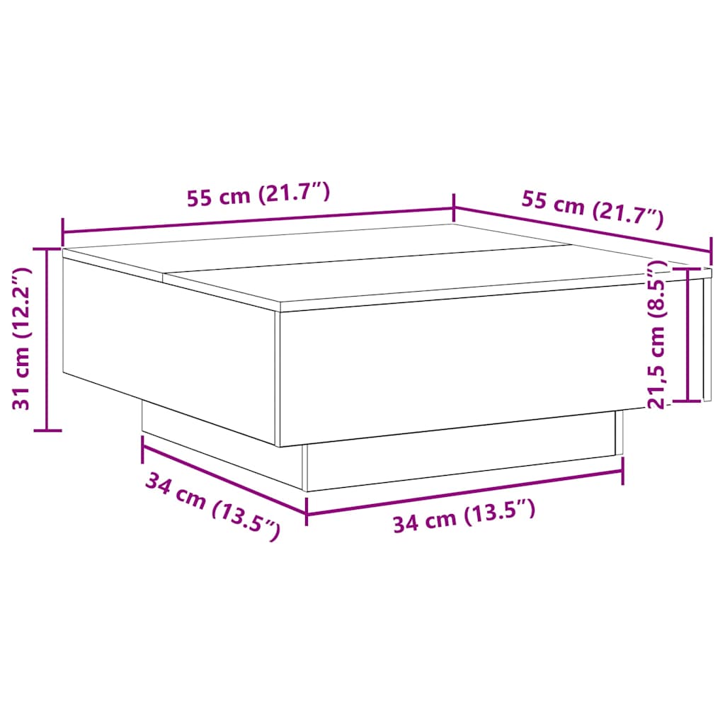 vidaXL Stolik kawowy Stary drewno i niebieski 80 x 80 x 31 cm