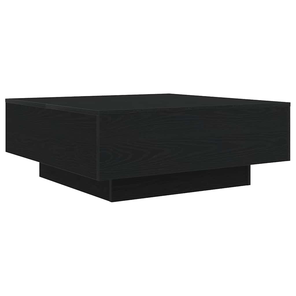 vidaXL Stolik kawowy Ze LED Lights Czarny Dąb 80 x 80 x 31 cm