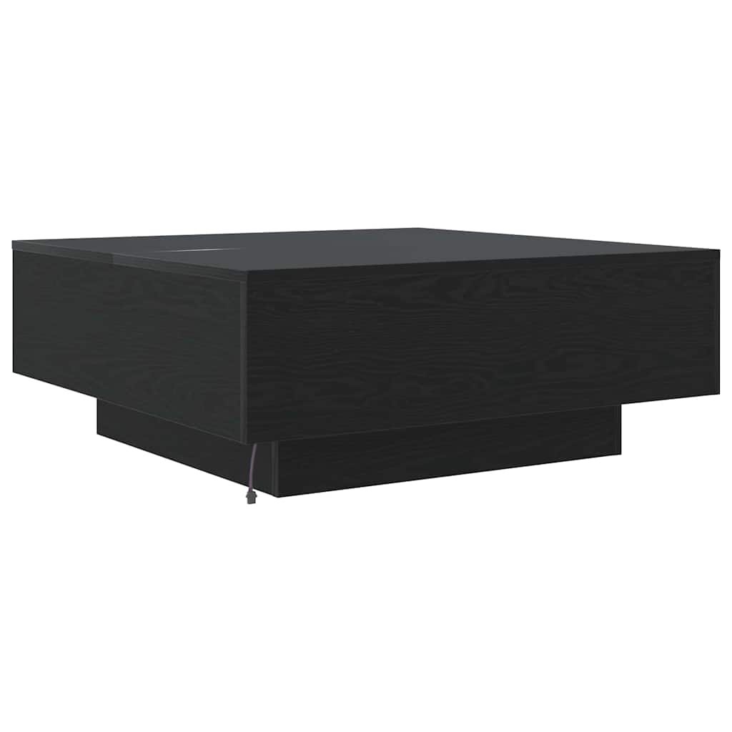 vidaXL Stolik kawowy Ze LED Lights Czarny Dąb 80 x 80 x 31 cm