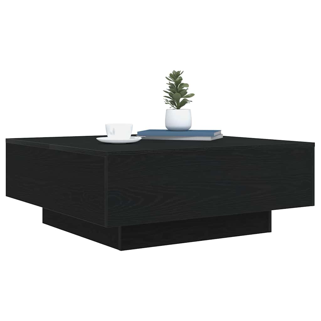 vidaXL Stolik kawowy Ze LED Lights Czarny Dąb 80 x 80 x 31 cm